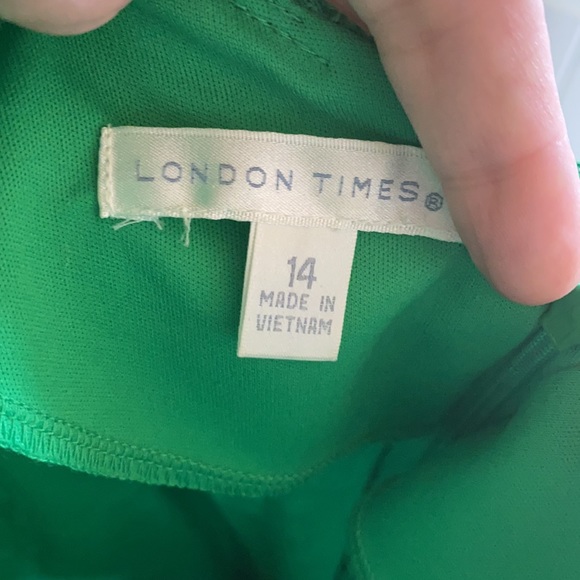 London Times Green Lace Dress Sz 14 - Picture 4 of 5